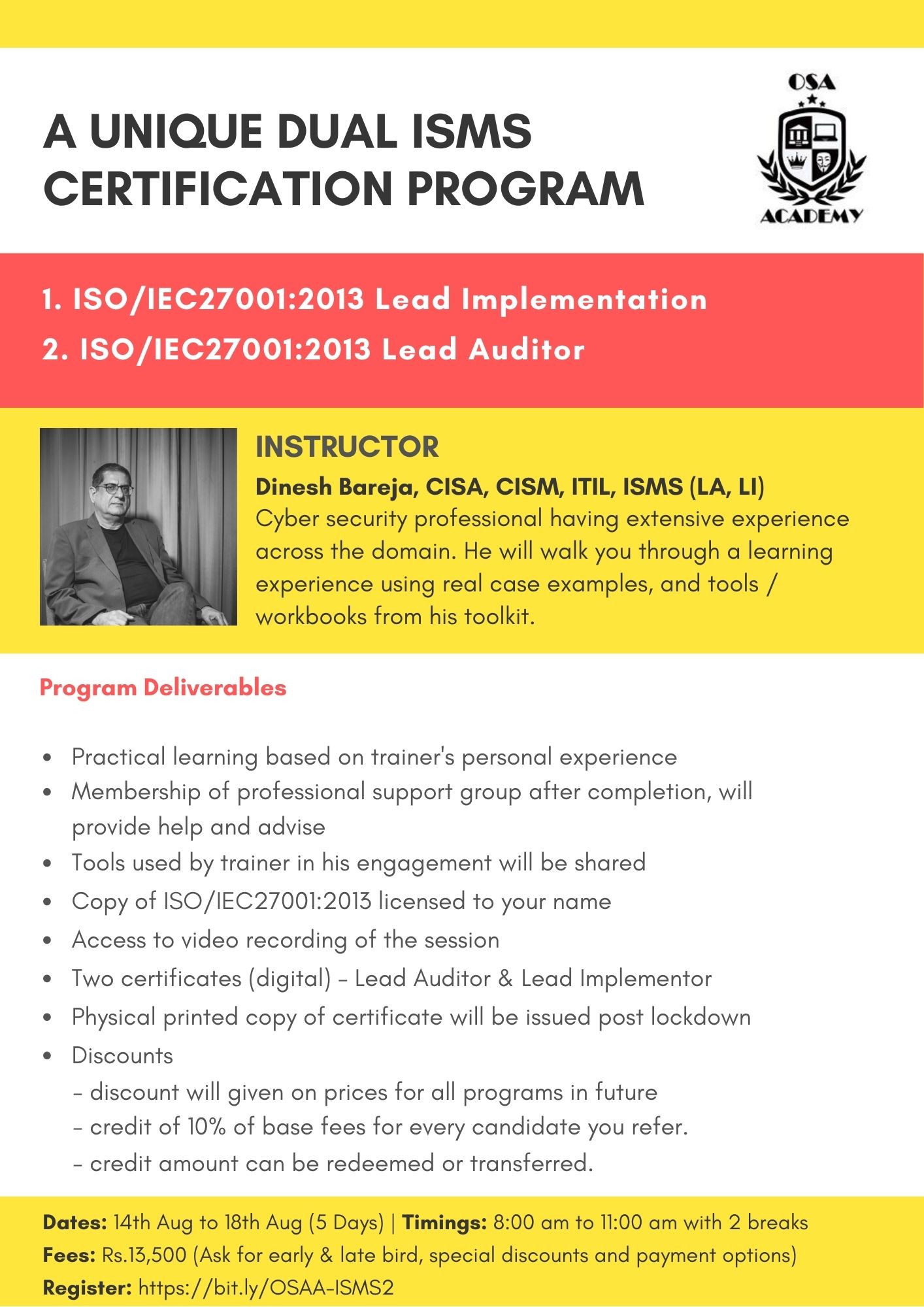 ISMS4 – ISO27001 Dual Certification Program